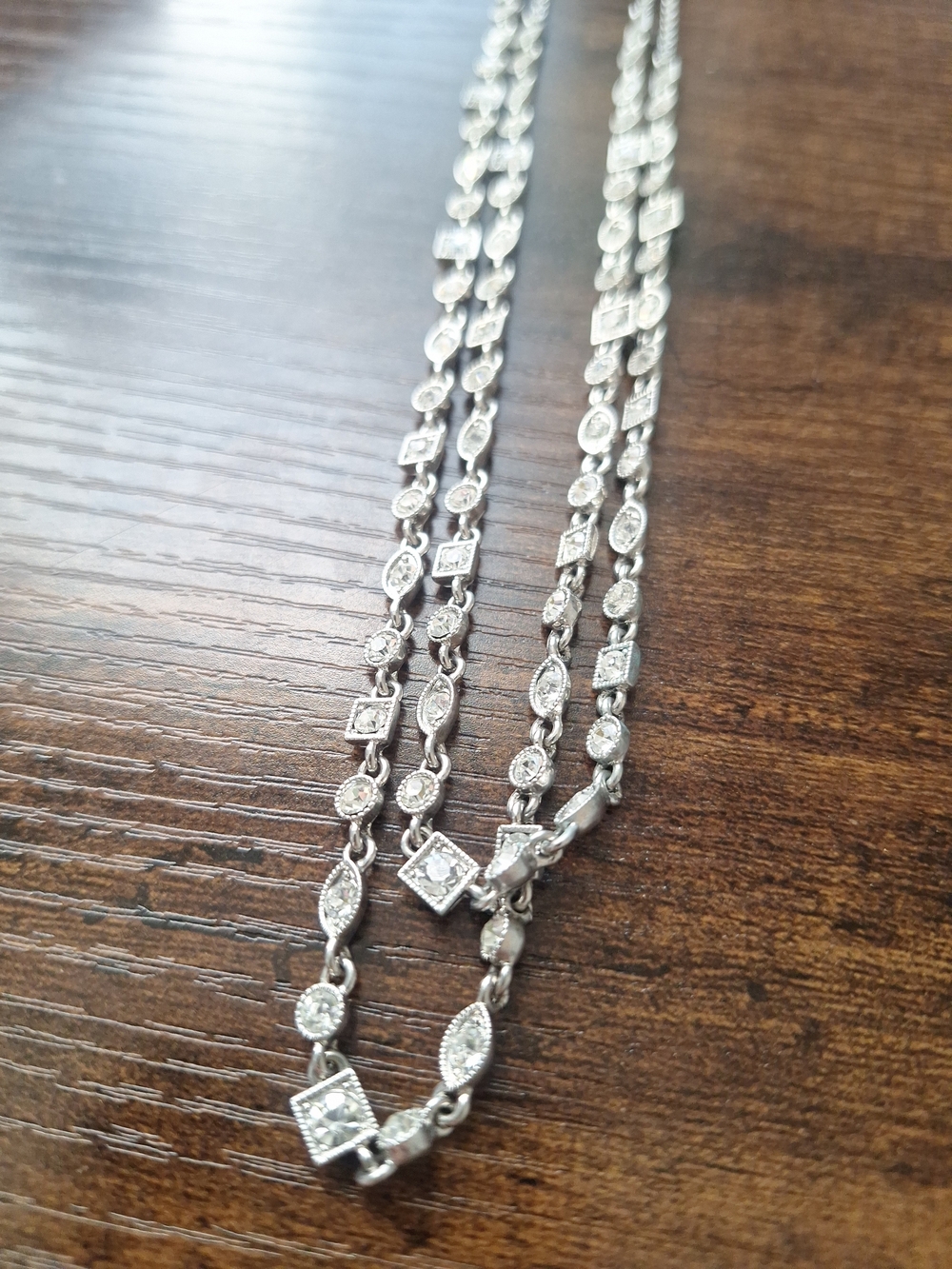 Givenchy 19" Silver Crystal Double Layered Chain Necklace w/ Tags - Picture 2 of 6
